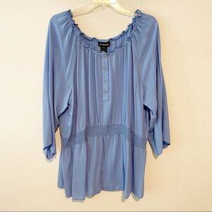 Lane Bryant Sky Blue 3/4 Length Sleeve Blouse